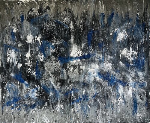 Heaven Abstrakt Acryl XXL Bild Dunkelblau Weiss di Exclusive Arts, Pittura in vendita su Singulart