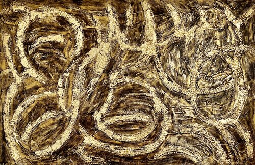 Blattgold, Gold leaf, Feuille d'or, Pan de oro, Traumgold, Dream gold, Or de rêve, Oro de ensueño, Luxusbilder, Luxury pictures, Images de luxe, Imágenes de lujo, Auffallendes Design, Striking design, Design frappant, Diseño llamativo, Große Bilder de Exclusive Arts, Pintura a la venta en Singulart