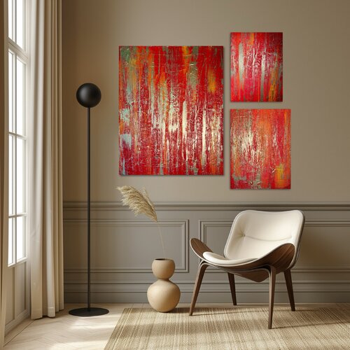 Rainbow Rain set of 3 100x80 50x40 40x30 de Exclusive Arts, Pintura a la venta en Singulart