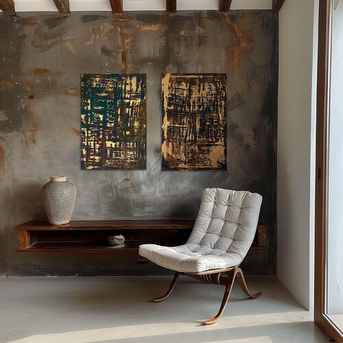 Set of two Gold Leaf de Exclusive Arts, Pintura a la venta en Singulart