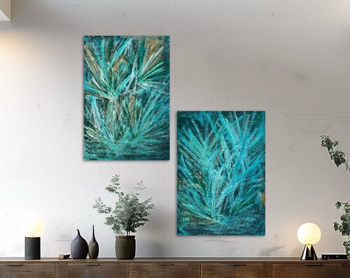 Palm Garden Set of two van Exclusive Arts, Schilderij te koop op Singulart