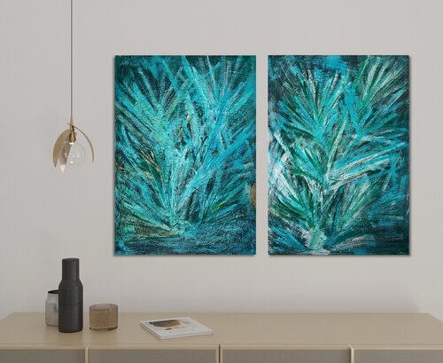 Palm Garden Set of two van Exclusive Arts, Schilderij te koop op Singulart