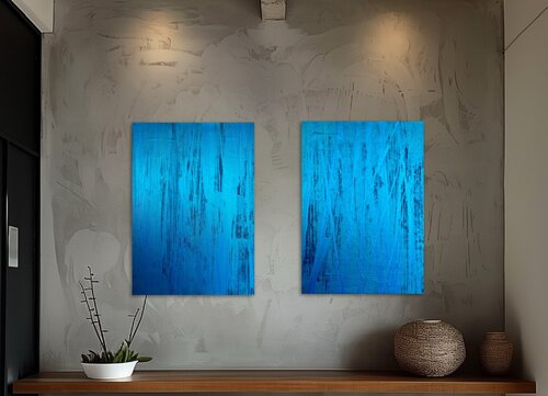 Blue flow Set of 2 van Exclusive Arts, Schilderij te koop op Singulart