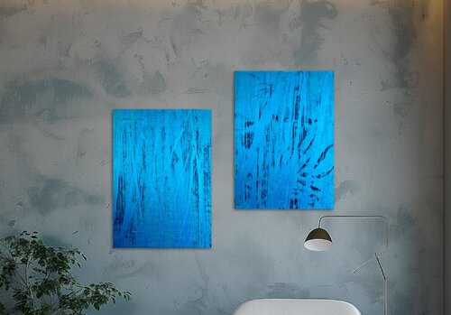 Blue flow Set of 2 di Exclusive Arts, Pittura in vendita su Singulart