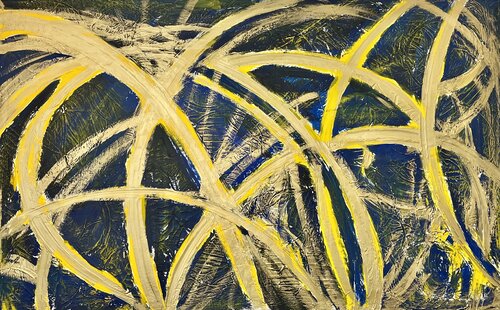 Gold on Blue de Exclusive Arts, Pintura a la venta en Singulart