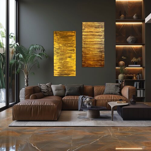Golden Fire Set of 2 de Exclusive Arts, Pintura a la venta en Singulart
