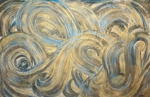 Golden waves 80x120x2 cm de Exclusive Arts, Pintura a la venta en Singulart