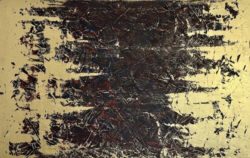 Greengold on Grey 70x110x2 cm di Exclusive Arts, Pittura in vendita su Singulart