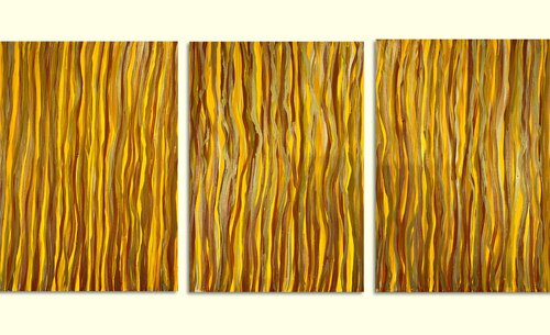 Golden Lines 70x50x2 cm Set of 3 de Exclusive Arts, Pintura a la venta en Singulart