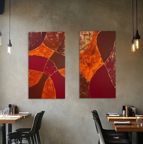 Gilded Currents Set of two 90x50x2 cm van Exclusive Arts, Schilderij te koop op Singulart