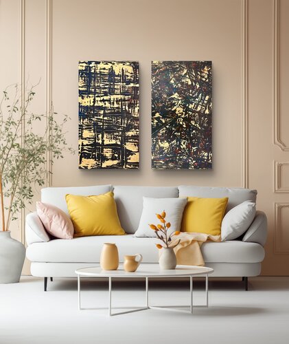 Gold Leaf Set of two 120x80x2 cm von Exclusive Arts, Malerei kaufen auf Singulart