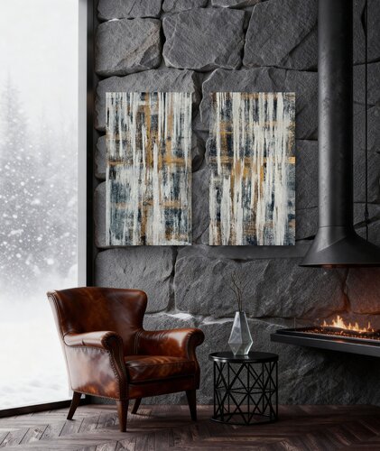 White Drift Set of two 100x50x2 cm von Exclusive Arts, Malerei kaufen auf Singulart