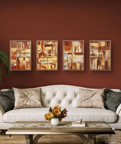 Field Study Ochre Set of four 70x50x2 cm par Exclusive Arts, Peinture en vente sur Singulart