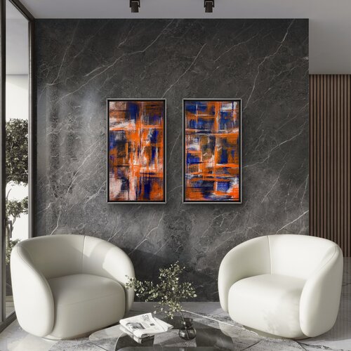 Echoes of Fire Set of two 50x90x2 cm van Exclusive Arts, Schilderij te koop op Singulart