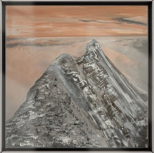 Where Silence Dwells 74x74x4 cm Berge Schnee Alpen Alpine Montain Snow de Exclusive Arts, Pintura a la venta en Singulart