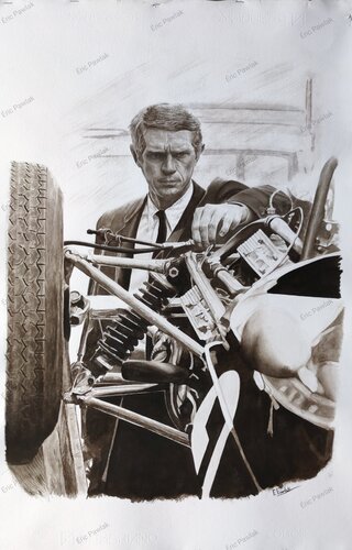 Œuvre originale. Steve McQueen van Éric Pawlak, Schilderij te koop op Singulart