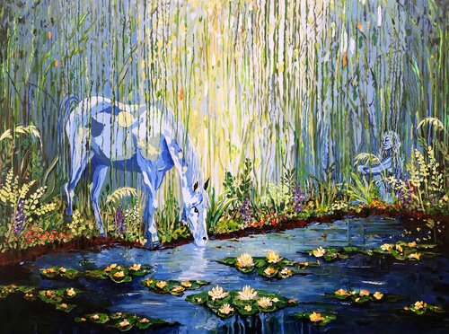 Water lily pond - Blue Horse and Avatar Karnish Art