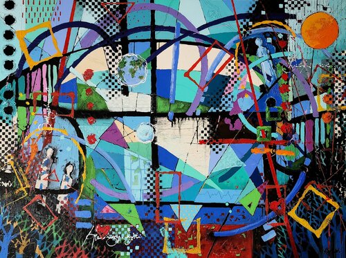 Humanity and Joy - Large Artwork van Karnish Art, Schilderij te koop op Singulart