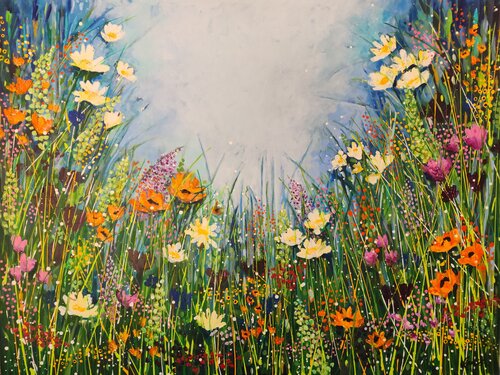 ENCHANTED - In the flower fields of Dreams van Karnish Art, Schilderij te koop op Singulart