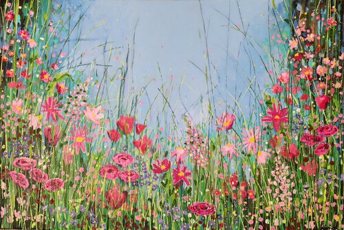 Enchanted - Joy-bringer in Pink - Flowers by Karnish Art, Painting for Sale on Singulart