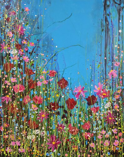 Enchanted - Meadow of Abundance and Stillness - In Pink di Karnish Art, Pittura in vendita su Singulart