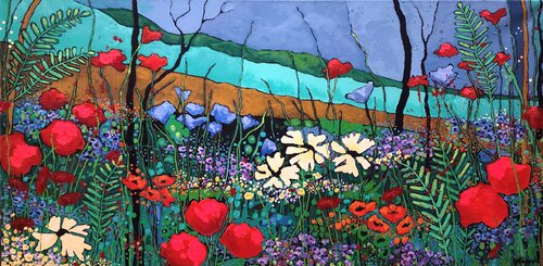 Pops of Poppy Flowers - Landscape von Karnish Art, Malerei kaufen auf Singulart