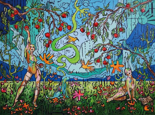 Abundance -  Beautiful Blue Dog Day von Karnish Art, Malerei kaufen auf Singulart