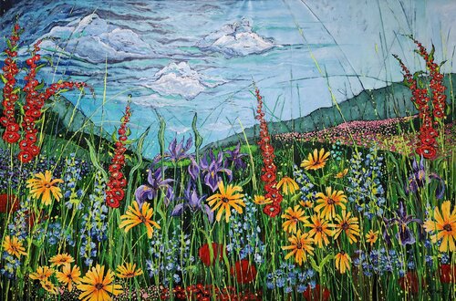 Hope - Floral strewn landscape after the Storm - Extra large par Karnish Art, Peinture en vente sur Singulart