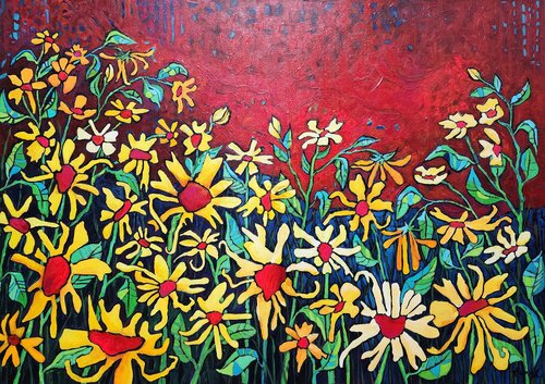 I carry you in my heart - Floral delight di Karnish Art, Pittura in vendita su Singulart