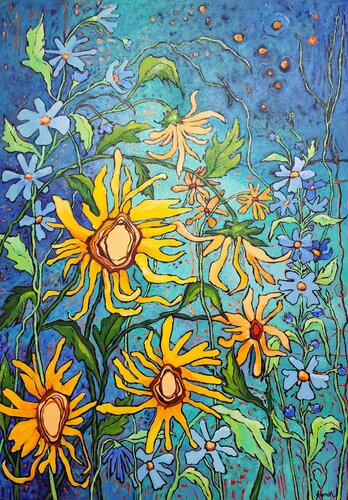 Soul Song Sunflowers von Karnish Art, Malerei kaufen auf Singulart