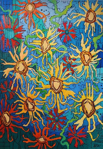 Jolly Jamboree of Flowers von Karnish Art, Malerei kaufen auf Singulart