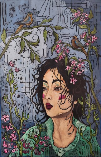 Ode to Beauty and Abundance - Portrait van Karnish Art, Schilderij te koop op Singulart