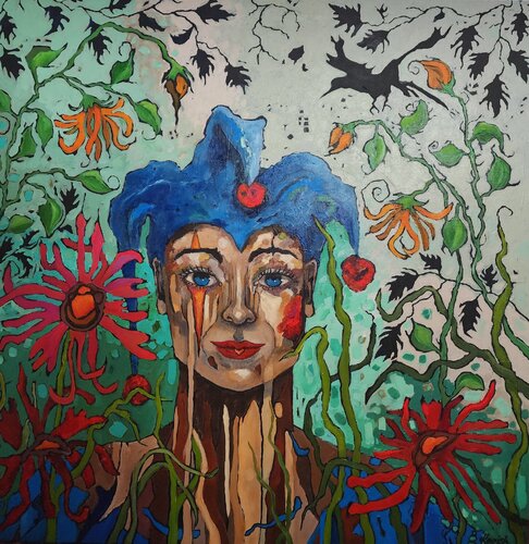 The Jester - Wisdom Keeper - Portrait von Karnish Art, Malerei kaufen auf Singulart