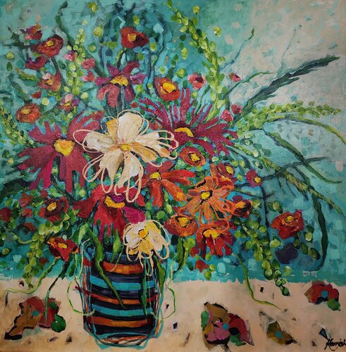 Let the Light Shine Through - Floral Artwork van Karnish Art, Schilderij te koop op Singulart