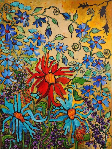 Freedom Flowers - Large Artwork by Karnish Art, Painting for Sale on Singulart