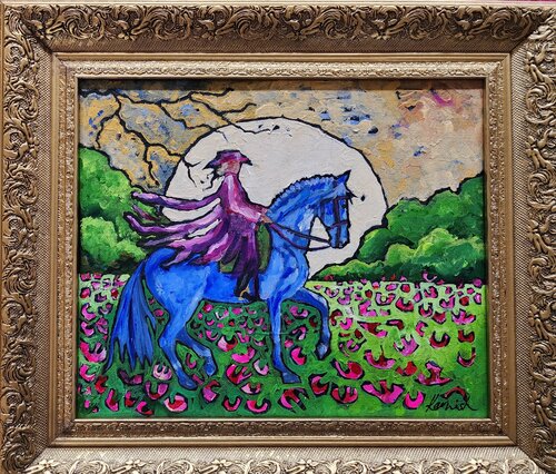 BLUE - Peaceful Pursuit by Karnish Art, Painting for Sale on Singulart