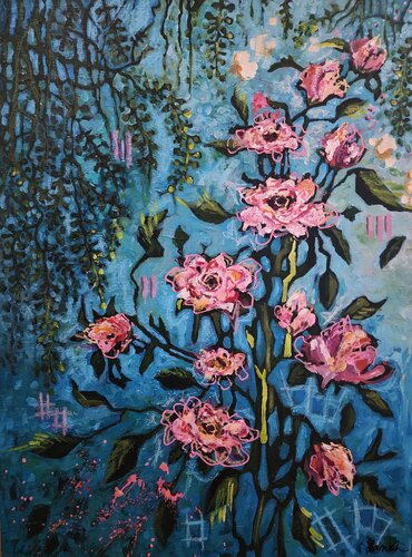 Moody Blues in Bloom de Karnish Art, Pintura a la venta en Singulart