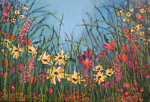 Ethereal Escape - Large Floral Artwork par Karnish Art, Peinture en vente sur Singulart