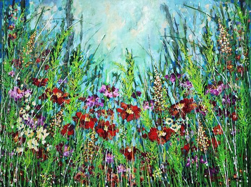 Soulful Sanctuary - Extra Large Floral Painting by Karnish Art, Painting for Sale on Singulart