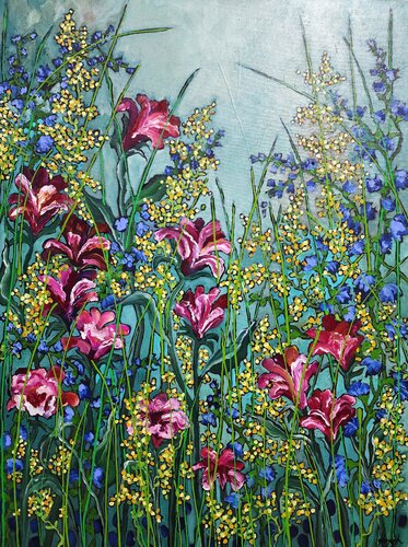 The Golden Gift - Floral Artwork by Karnish Art, Painting for Sale on Singulart