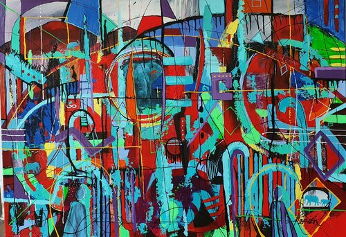 The Guardians and the Giants di Karnish Art, Pittura in vendita su Singulart