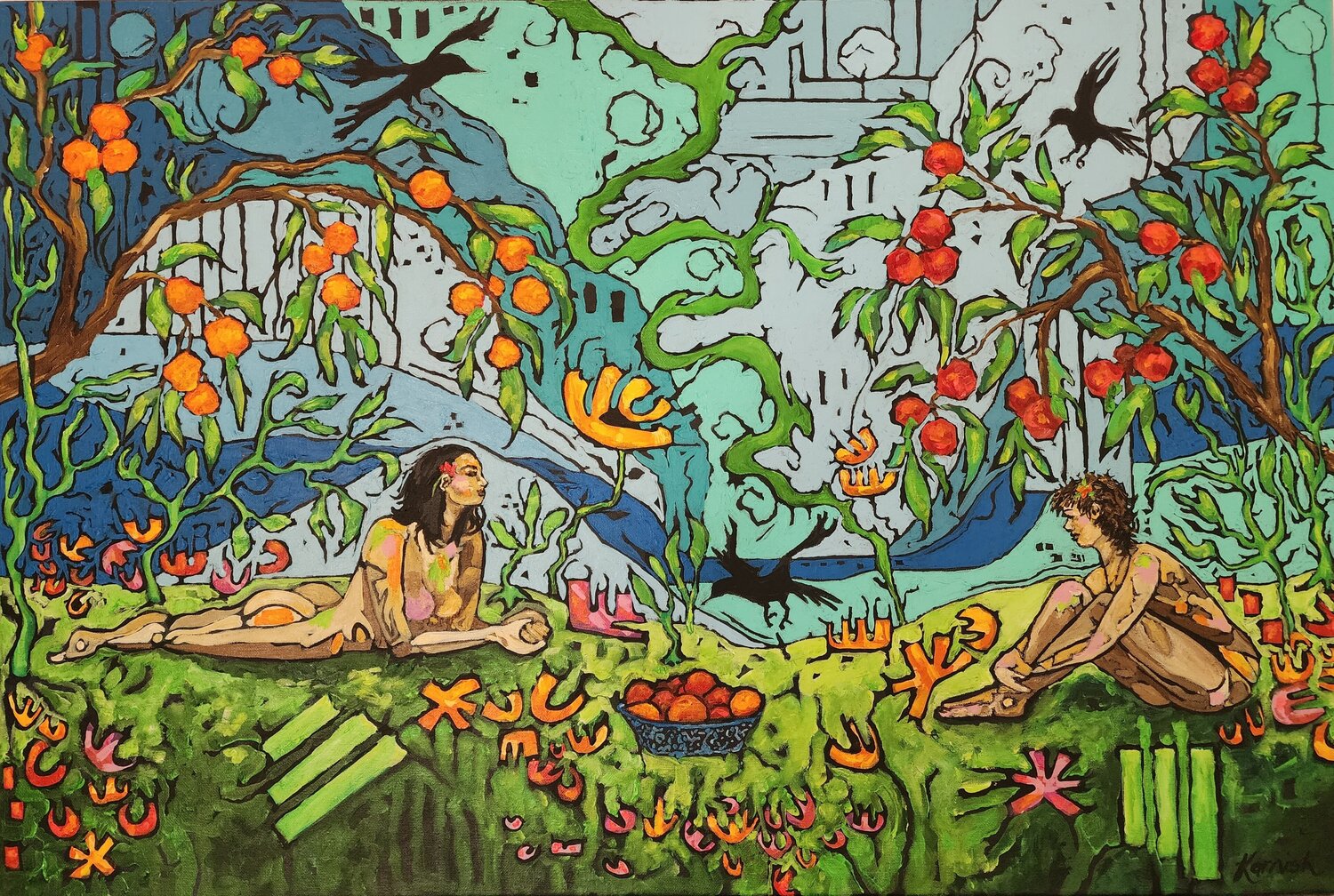Abundance - Garden of Delight Karnish Art Originalgemälde zu verkaufen