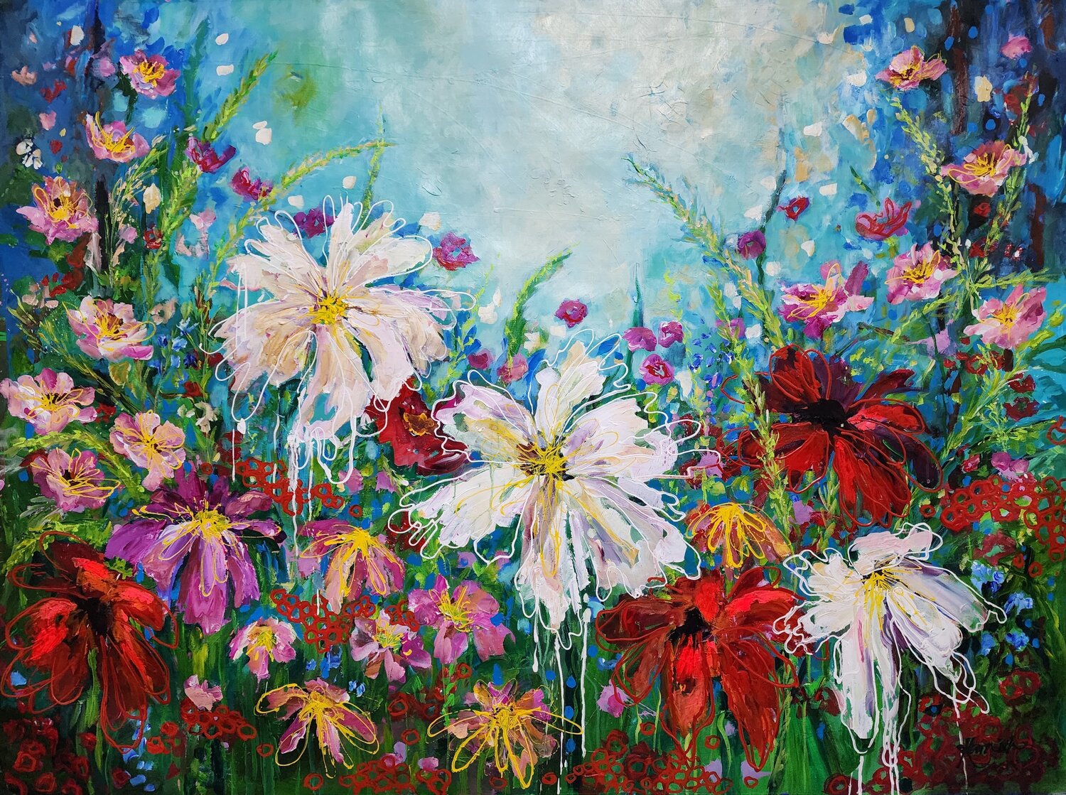 A Million brushstrokes for my Beloved - Floral Artwork Karnish Art Originalgemälde zu verkaufen