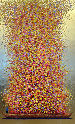 Golden Stream of Life van Anna Clark, Schilderij te koop op Singulart