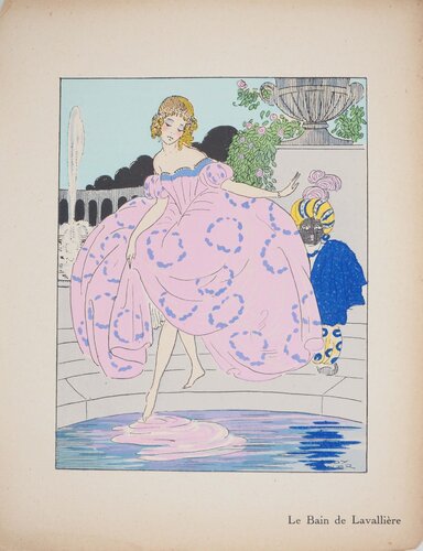 Art déco, Le bain de Lavallière, Lithographie et pochoir signée di Maggy Monier, Stampa in vendita su Singulart