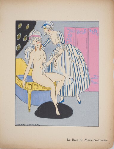 Art déco, Le bain de Marie-Antoinette, Lithographie et pochoir signée by Maggy Monier, Print for Sale on Singulart