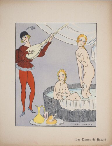 Art déco, Les dames de beauté, Lithographie et pochoir signée von Maggy Monier, Druck kaufen auf Singulart
