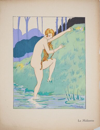 Art déco, La midinette à la chevelure de feu, Lithographie et pochoir signée by Maggy Monier, Print for Sale on Singulart