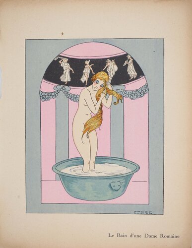 Art déco, Le bain d'une dame romaine, Lithographie et pochoir signée by Maggy Monier, Print for Sale on Singulart