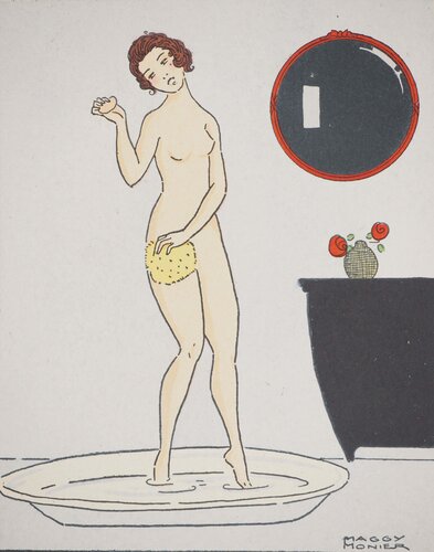 Art déco, Jeune femme prenant son bain, Lithographie et pochoir signée by Maggy Monier, Print for Sale on Singulart